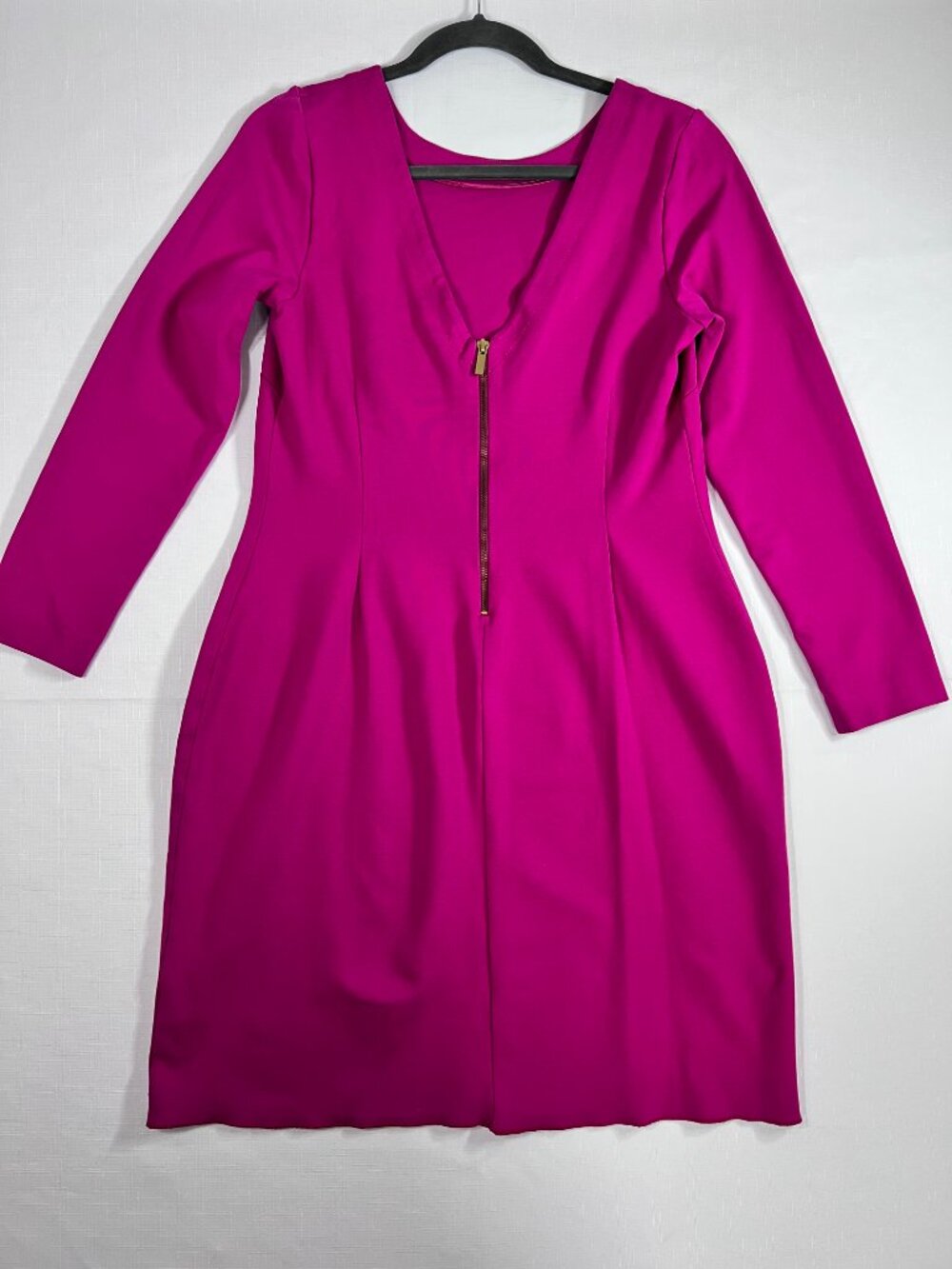 Banana Republic Fuchsia Sheath Work Party Dress Size 12 Back Zip Long Sleeve - Picture 3 of 12